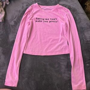 Pink croptop with long sleeves